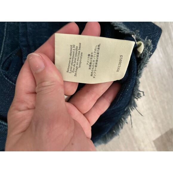 Simon Miller Denim Raw-Edged Short Sleeve Jean Jacket, Sz Medium - Picture 6 of 7